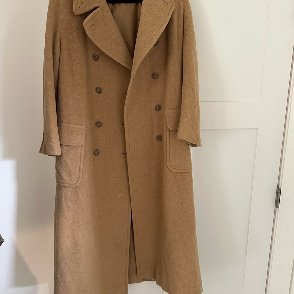 Calvin Klein Double-Breasted Tan Overcoat